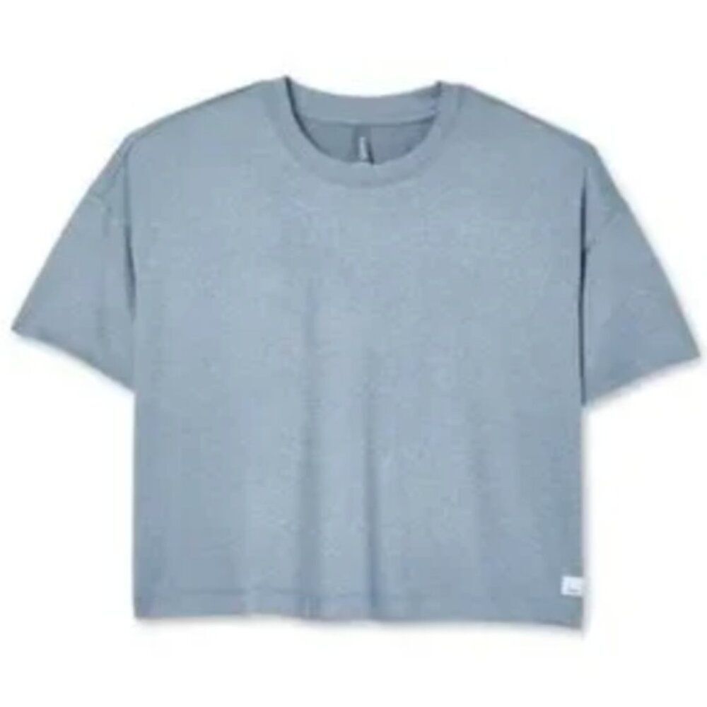Women Vuori Energy Tee Smoke Blue Heather Cropped Relaxed Fit Casual Athleisure